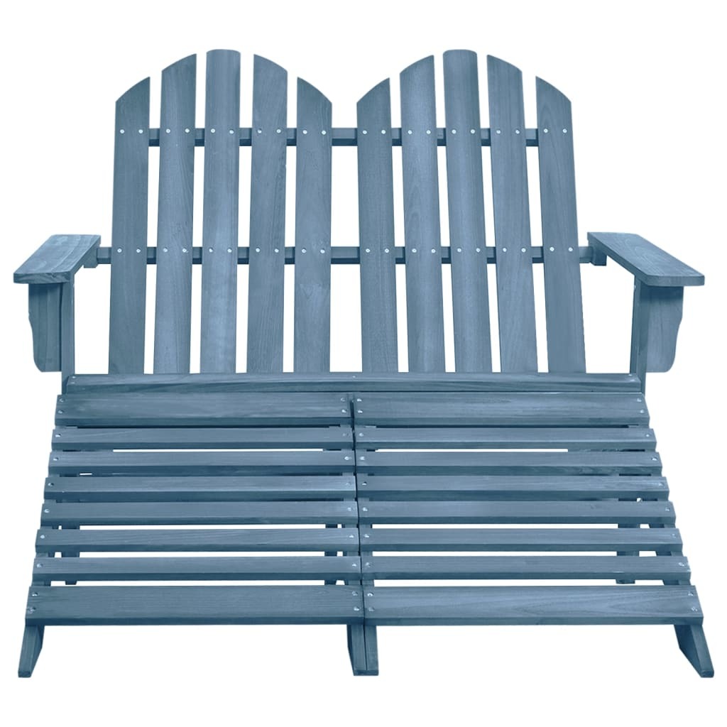 2-Seater Patio Adirondack Chair&Ottoman Fir Wood Blue
