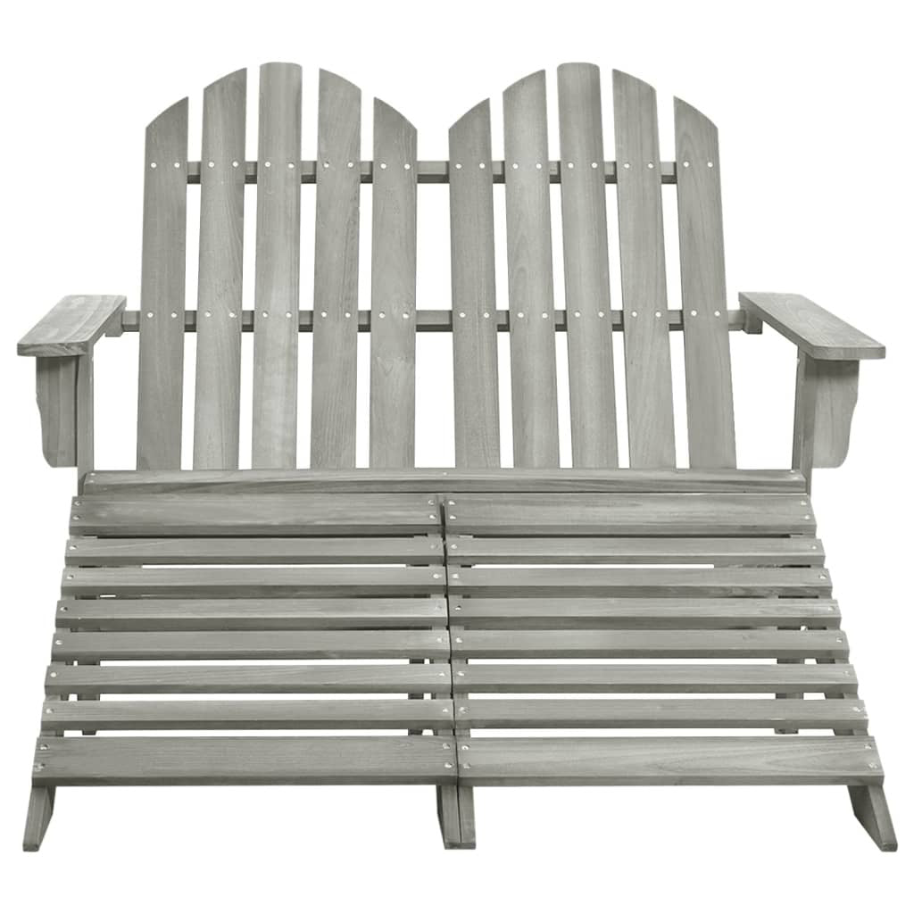 2-Seater Patio Adirondack Chair&Ottoman Fir Wood Gray