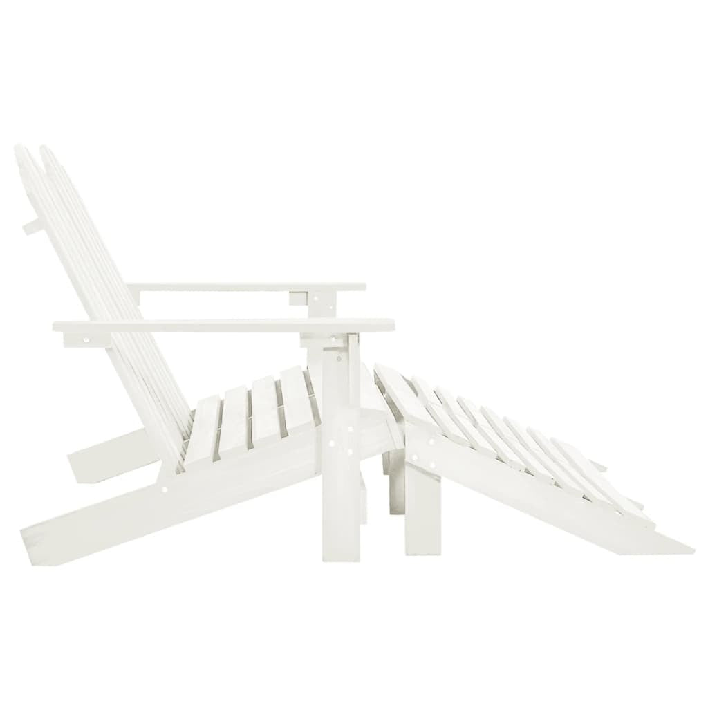 2-Seater Patio Adirondack Chair&Ottoman Fir Wood White