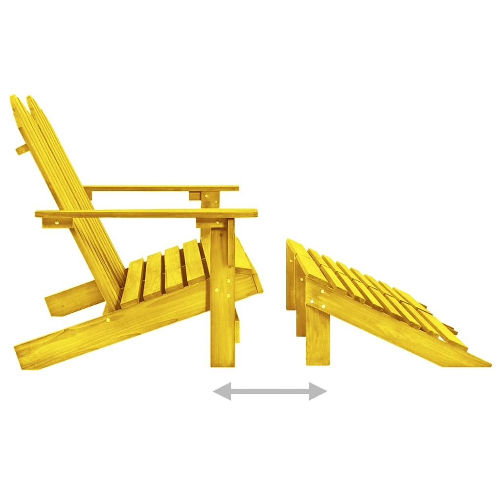 2-Seater Patio Adirondack Chair&Ottoman Fir Wood Yellow