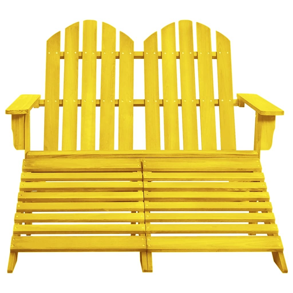2-Seater Patio Adirondack Chair&Ottoman Fir Wood Yellow