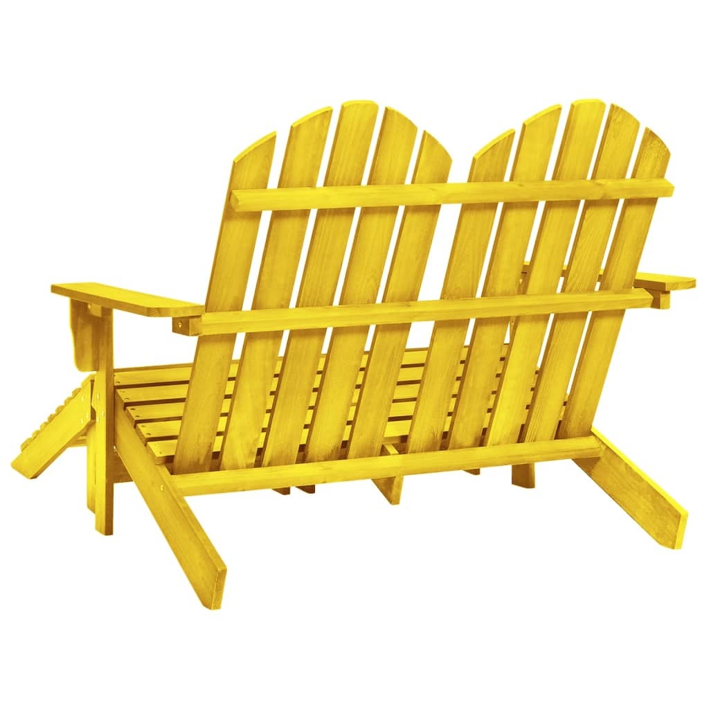 2-Seater Patio Adirondack Chair&Ottoman Fir Wood Yellow