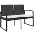 2-Seater Patio Bench with Cushions Black PP Rattan