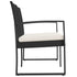 2-Seater Patio Bench with Cushions Black PP Rattan