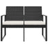 2-Seater Patio Bench with Cushions Black PP Rattan