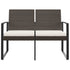 2-Seater Patio Bench with Cushions Brown PP Rattan