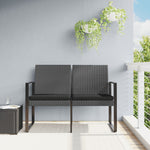 2-Seater Patio Bench with Cushions Dark Gray PP Rattan