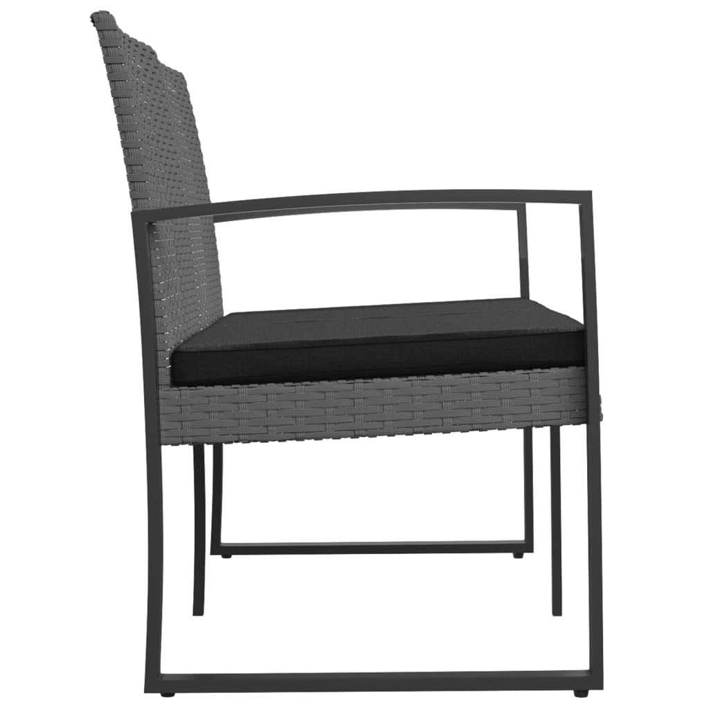 2-Seater Patio Bench with Cushions Dark Gray PP Rattan