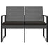 2-Seater Patio Bench with Cushions Dark Gray PP Rattan