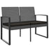2-Seater Patio Bench with Cushions Dark Gray PP Rattan