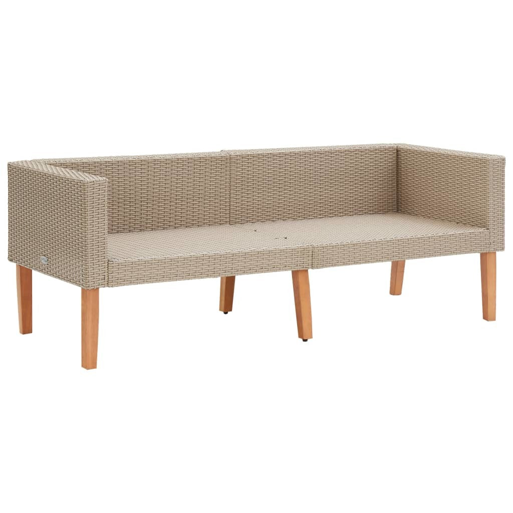 2-Seater Patio Sofa with Cushions Poly Rattan Beige - WoodPoly.com