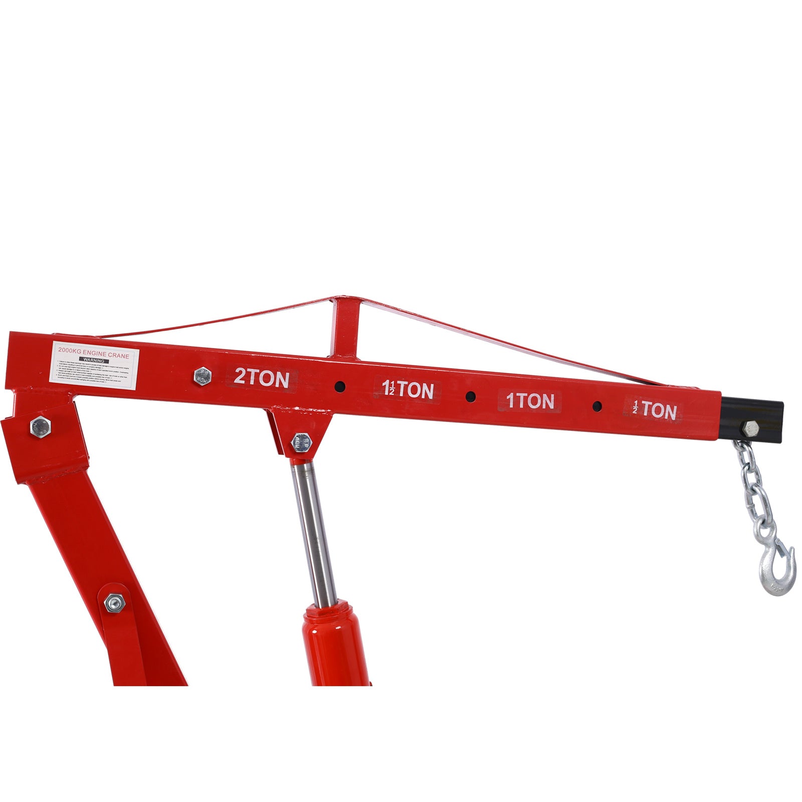 2 Ton Folding Engine Hoist Cherry Picker Shop Crane Hoist Lift, Heavy Duty Steel with 6 Iron Caster Wheels (Red)