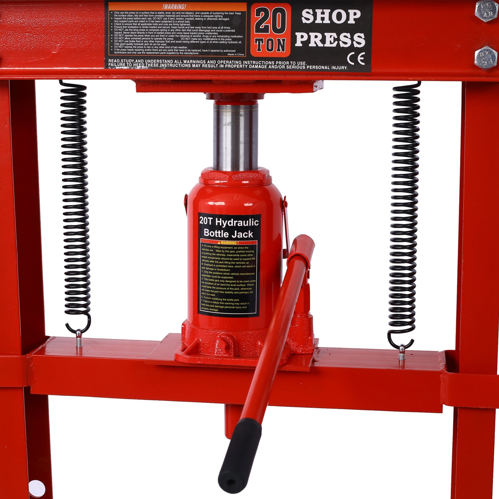 20 Ton Bottle Jack Shop Press, Bend, Straighten, or Press Parts, Install Bearings, U-Joints, Bushings, Ball Joints, and Pulleys,RED
