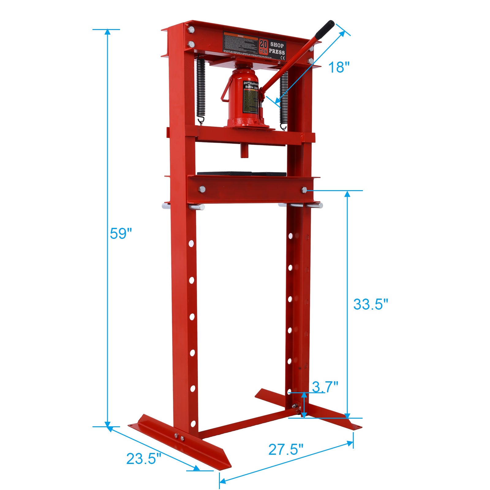 20 Ton Bottle Jack Shop Press, Bend, Straighten, or Press Parts, Install Bearings, U-Joints, Bushings, Ball Joints, and Pulleys,RED