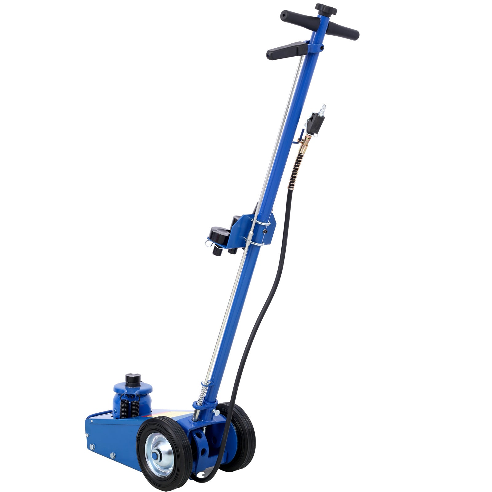 22 Ton Hydraulic Floor Jack Air-Operated Axle Bottle Jack with (4) Extension Saddle Set Built-in Wheels, Blue