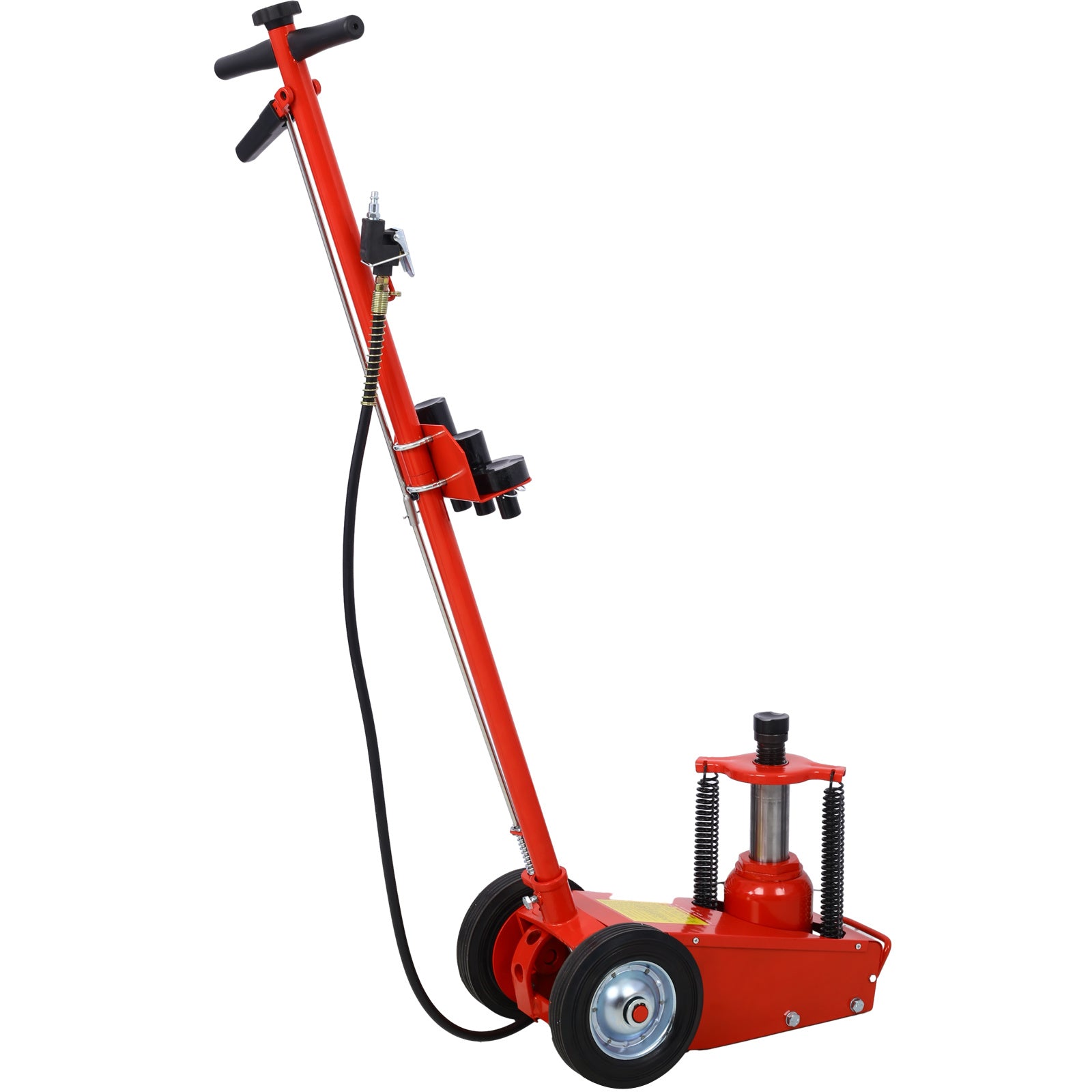 22 Ton Hydraulic Floor Jack Air-Operated Axle Bottle Jack with (4) Extension Saddle Set Built-in Wheels, Red