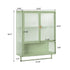 23.62"Glass Doors Modern Two-door Wall Cabinet with Featuring Two-tier Enclosed Storage, an Open Shelf, and Towel Rack, for Entryway Living Room Bathroom Dining Room,Green