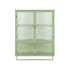 23.62"Glass Doors Modern Two-door Wall Cabinet with Featuring Two-tier Enclosed Storage, an Open Shelf, and Towel Rack, for Entryway Living Room Bathroom Dining Room,Green