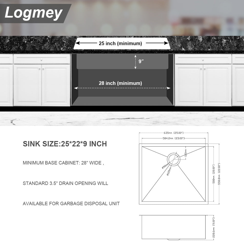 25 Inch Undermount Sink - 25