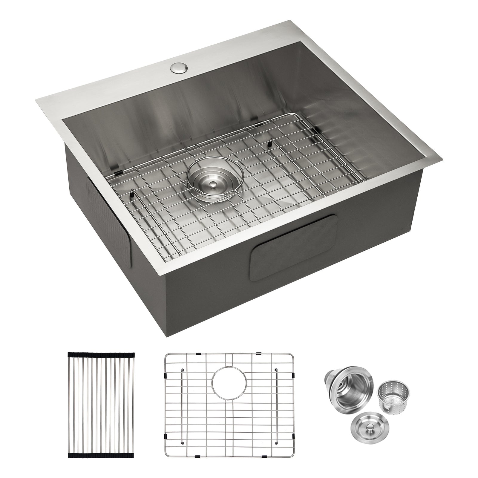 25x22x9 inch Kitchen Sink Drop In 18 Gauge Stainless Steel 25