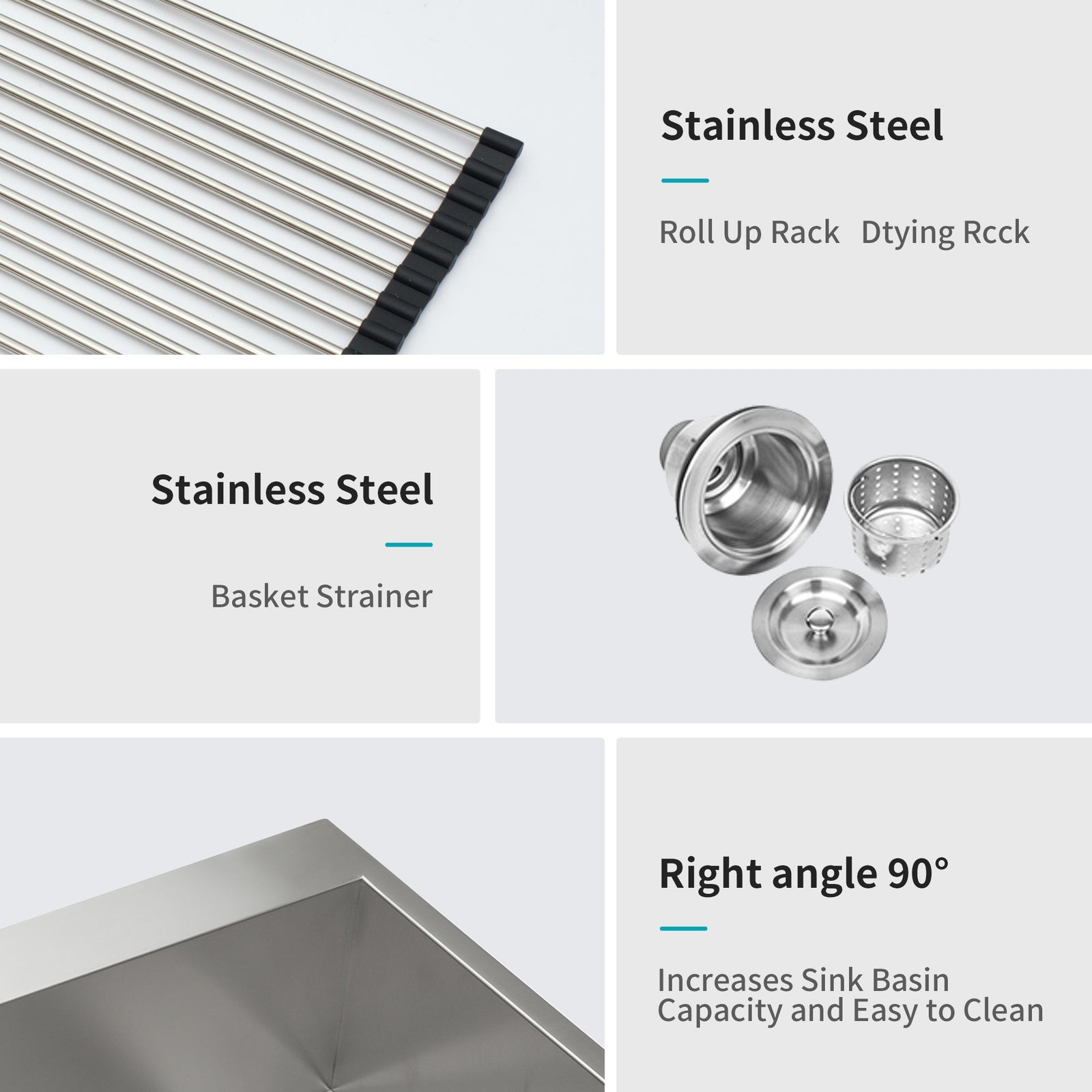25x22x9 inch Kitchen Sink Drop In 18 Gauge Stainless Steel 25