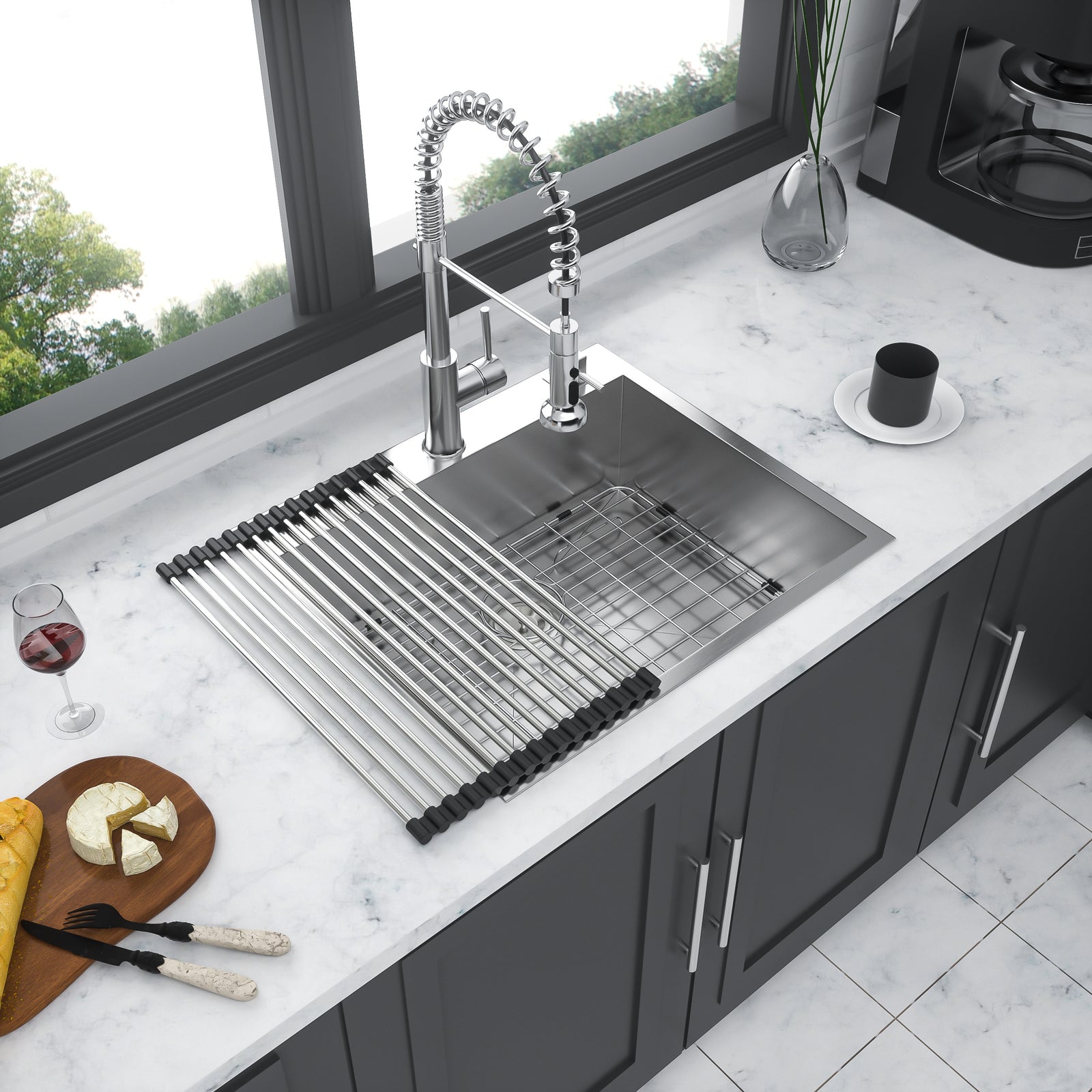 25x22x9 inch Kitchen Sink Drop In 18 Gauge Stainless Steel 25