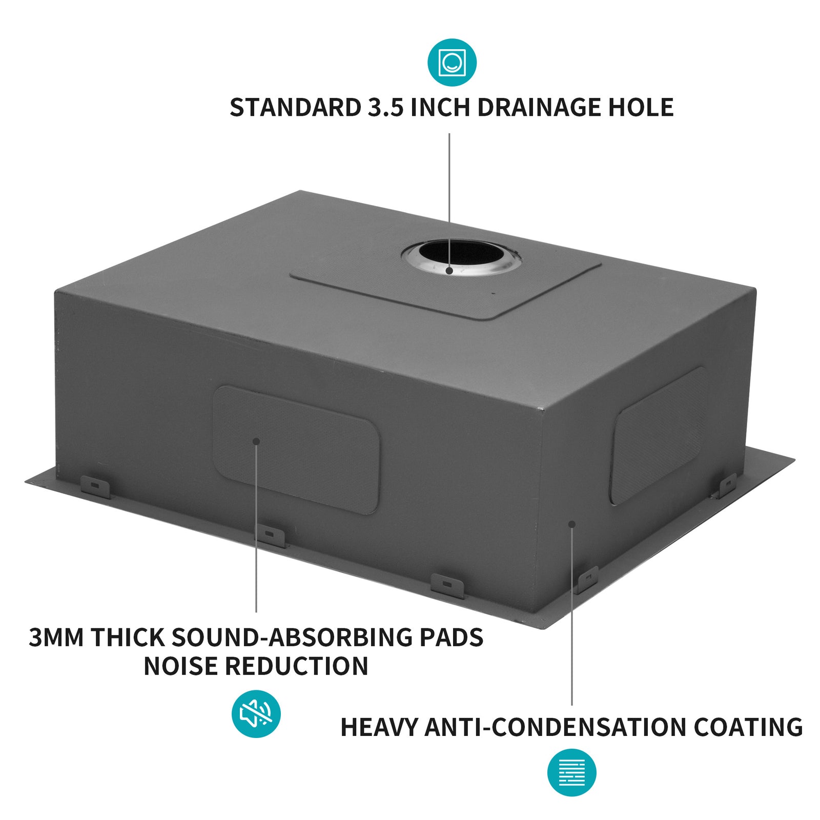 25x22x9 inch Kitchen Sink Drop In 18 Gauge Stainless Steel 25