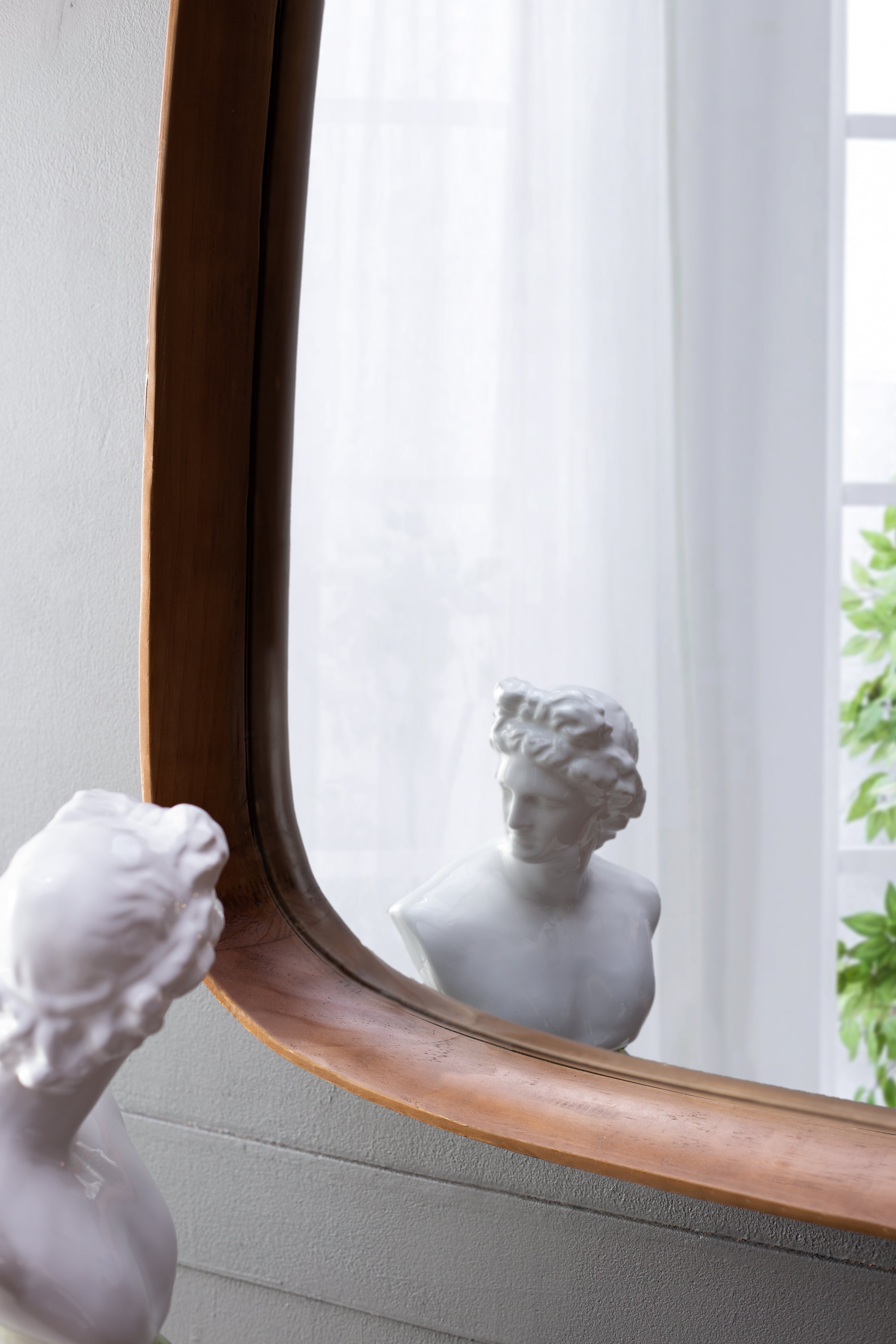 27"x37" Irrgeular Mirror with Wood Frame, Wall Mirror for Living Room Bathroom Entryway