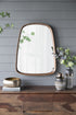 27"x37" Irrgeular Mirror with Wood Frame, Wall Mirror for Living Room Bathroom Entryway