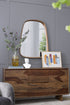 27"x37" Irrgeular Mirror with Wood Frame, Wall Mirror for Living Room Bathroom Entryway