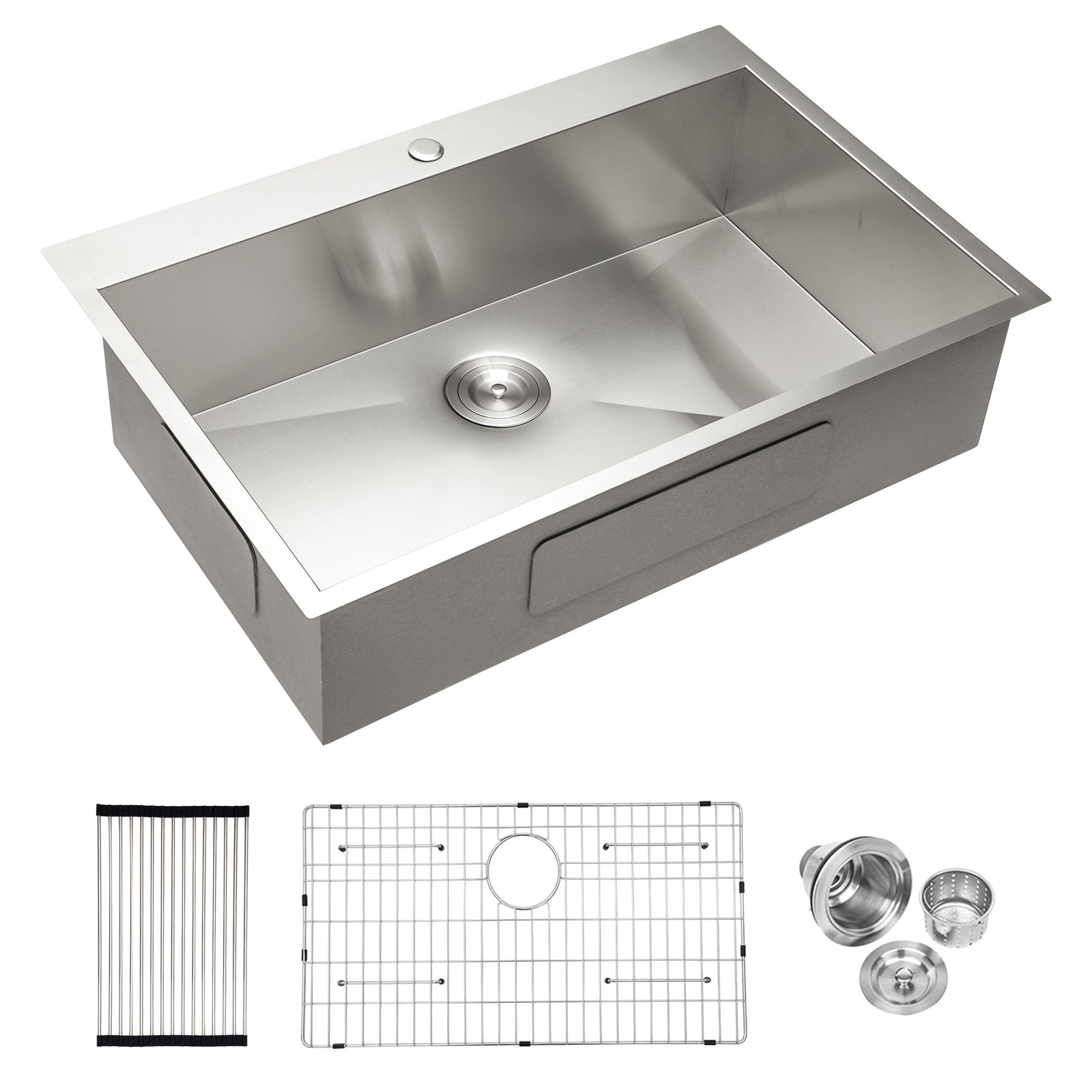 28 Inch Drop In Sink - 28 inch Kitchen Sink Drop in Topmount Single Bowl Sink 18 Gauge Stainless Steel Kitchen Sink Basin