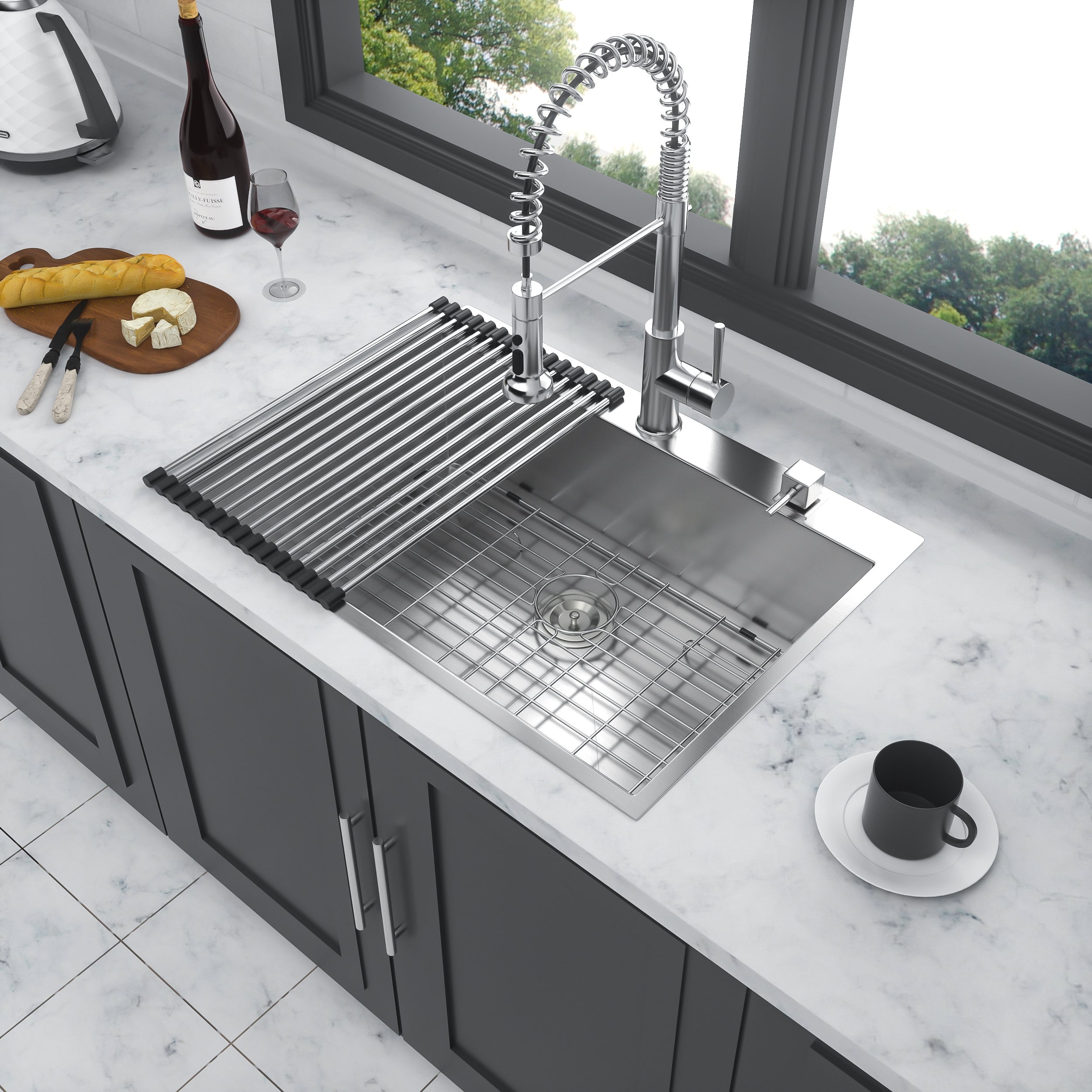 28 Inch Drop In Sink - 28 inch Kitchen Sink Drop in Topmount Single Bowl Sink 18 Gauge Stainless Steel Kitchen Sink Basin