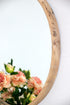 28" Round Wood Mirror, Wall Mounted Mirror Home Decor for Bathroom Living Room