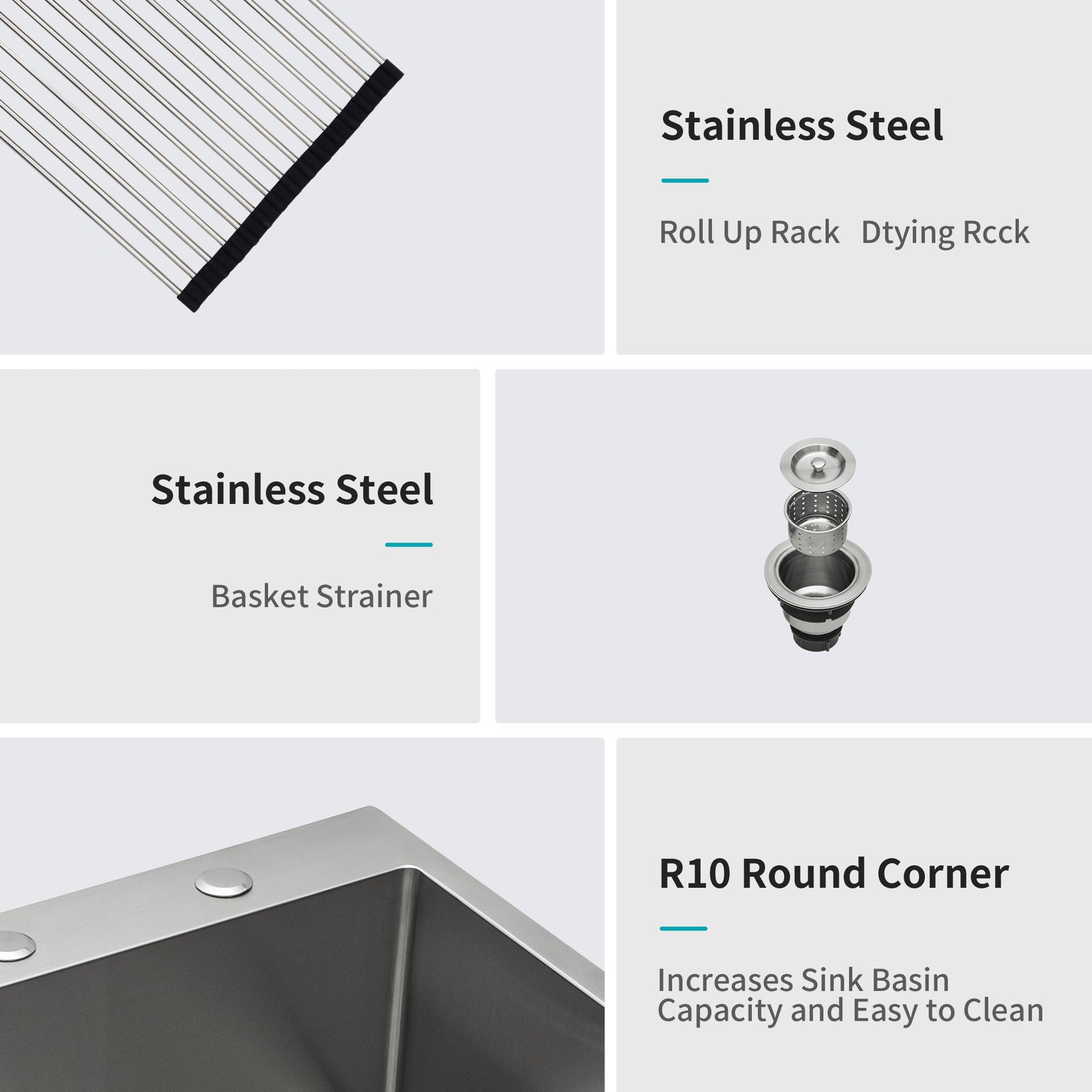 28x22x10 inch Kitchen Sink Drop In 16 Gauge Stainless Steel 28