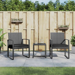 3 piece Patio Dining Set with Cushions Dark Gray PP Rattan