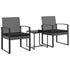 3 piece Patio Dining Set with Cushions Dark Gray PP Rattan