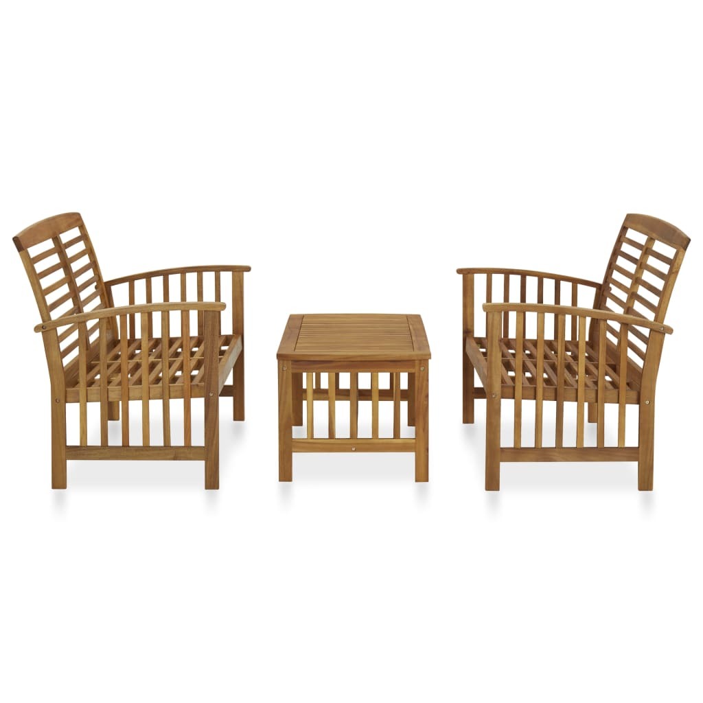 3 Piece Patio Lounge Set Solid Acacia Wood - WoodPoly.com