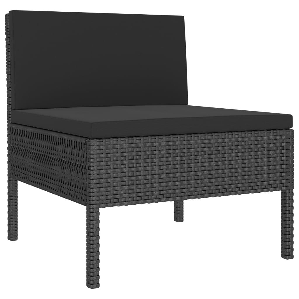3 Piece Patio Lounge Set with Cushions Poly Rattan Black - WoodPoly.com