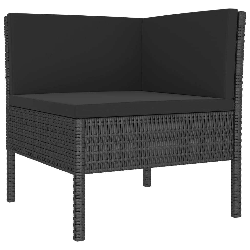3 Piece Patio Lounge Set with Cushions Poly Rattan Black - WoodPoly.com