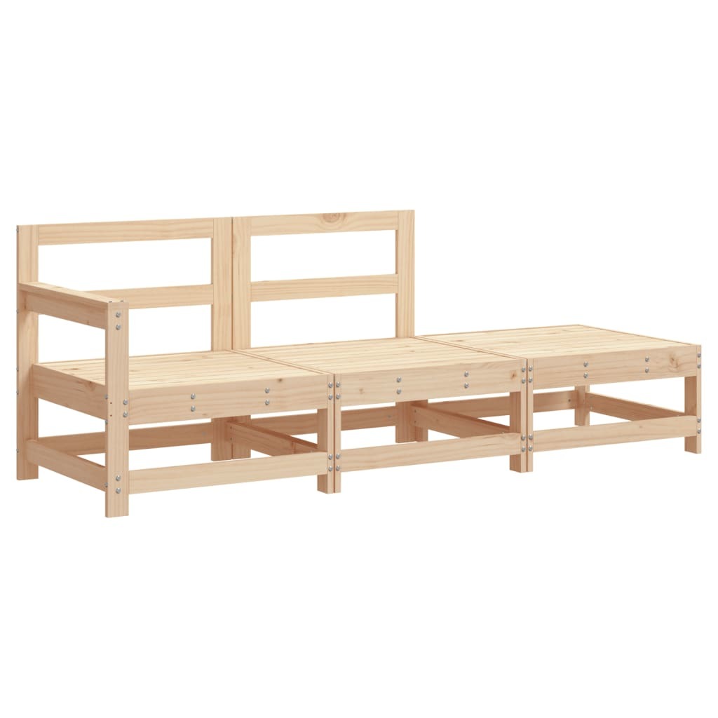 3 Piece Patio Lounge Set with Cushions Solid Wood