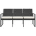 3-Seater Patio Bench with Cushions Black PP Rattan