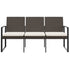 3-Seater Patio Bench with Cushions Brown PP Rattan
