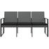 3-Seater Patio Bench with Cushions Dark Gray PP Rattan
