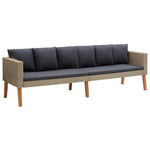 3-Seater Patio Sofa with Cushions Poly Rattan Beige - WoodPoly.com