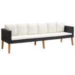 3-Seater Patio Sofa with Cushions Poly Rattan Black - WoodPoly.com