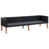 3-Seater Patio Sofa with Cushions Poly Rattan Black - WoodPoly.com