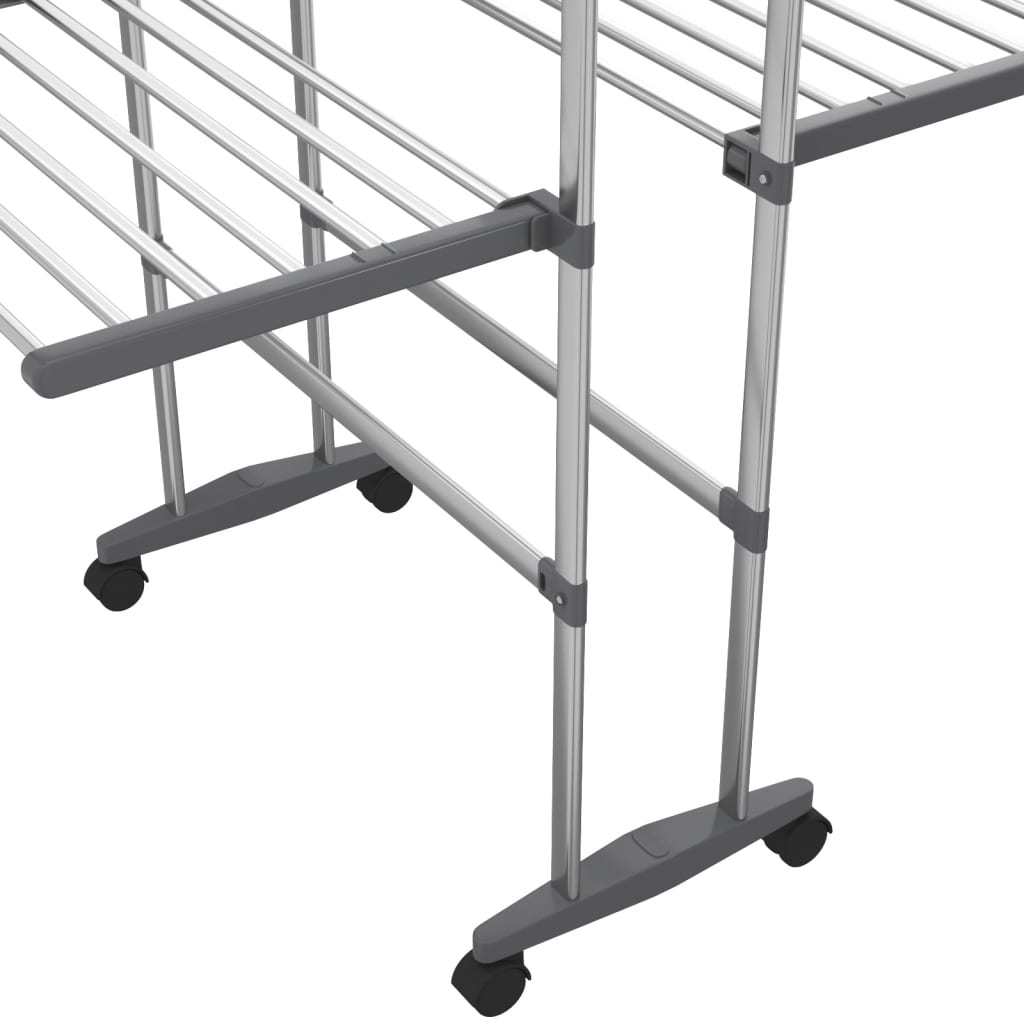 3-Tier Laundry Drying Rack with Wheels Silver 23.6