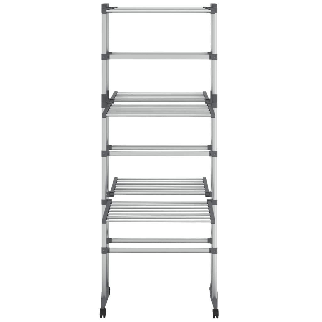 3-Tier Laundry Drying Rack with Wheels Silver 23.6