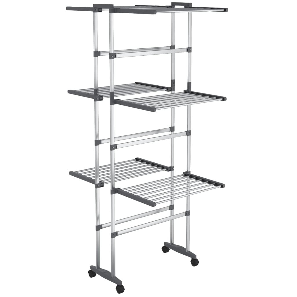 3-Tier Laundry Drying Rack with Wheels Silver 23.6"x27.6"x50.8"