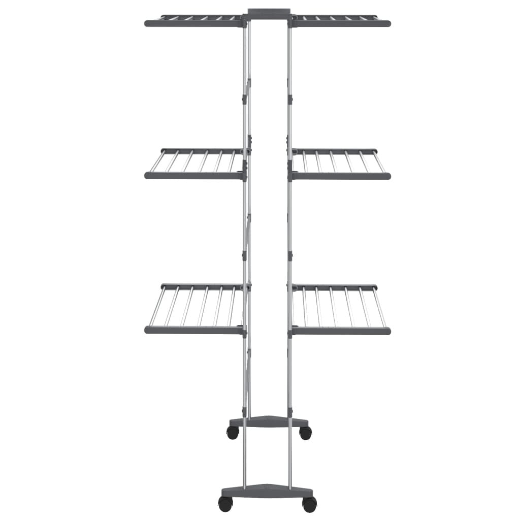 3-Tier Laundry Drying Rack with Wheels Silver 23.6